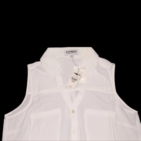 Express Women's Sleeveless Button-up White Shirt NWT Size XS - Picture 3 of 5